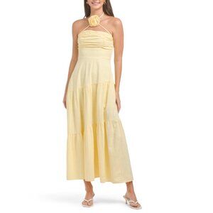 SELFIE LESLIE Lemon Bondi Rose Decoration Maxi Dress